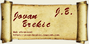 Jovan Brekić vizit kartica